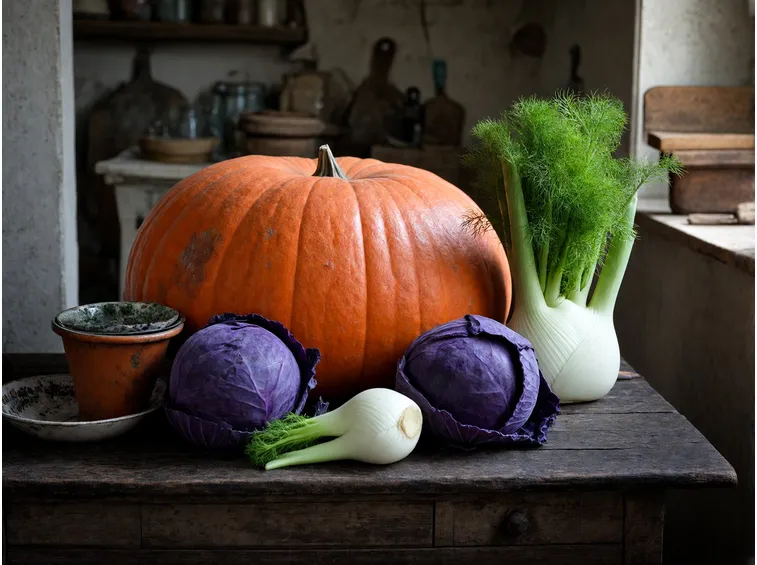 La verdura di ottobre: zucca, cavoli, finocchi, radicchi e funghi