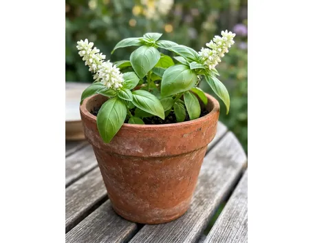 Basilico in fiore