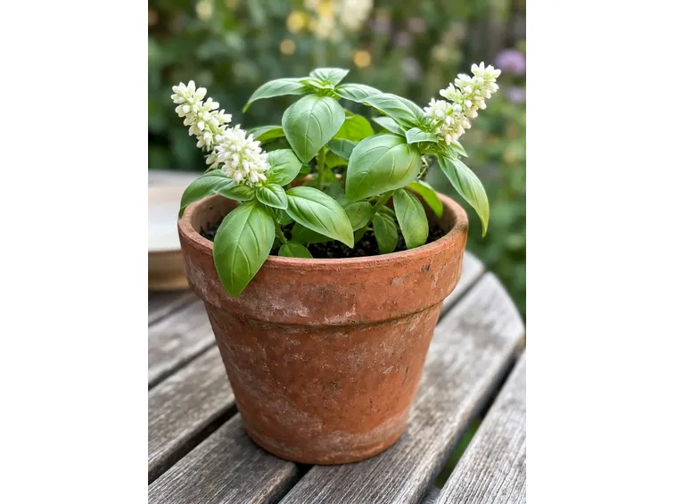 Basilico in fiore