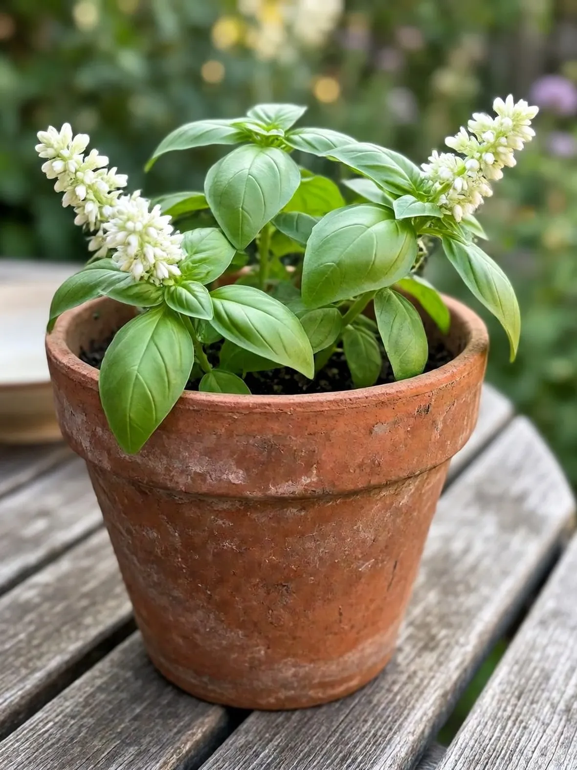 Basilico in fiore